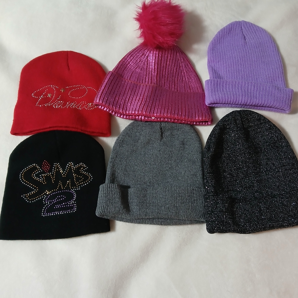 Mixed Beanie Lot - Red, Hot Pink, Lavender, Black, Gray, Shimmery Black